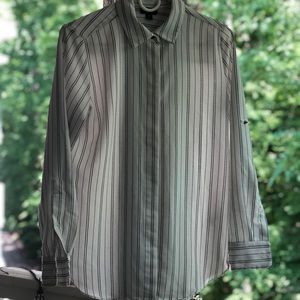 Mossimo White Striped Silky Button Down